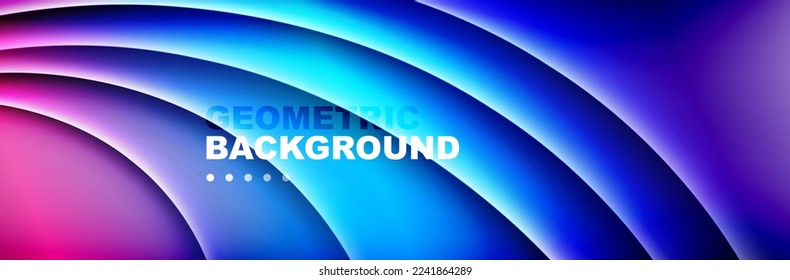 Wavy lines, technology digital template with shadows and lights on gradient background. Trendy simple fluid color gradient abstract background with dynamic wave shadow lines effect