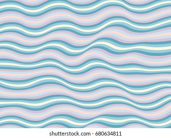 Wavy lines vector, curves ripple pattern, colorful blue background. Minimalist design. Banner, billboard, poster or presentation cover, card backdrop. Abstract striped wavy lines vector illustration.