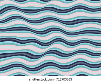 Wavy lines vector, curves ripple pattern, colorful blue, sea green and pink background. Banner, billboard, poster or presentation cover, card backdrop. Abstract striped wavy lines vector illustration.