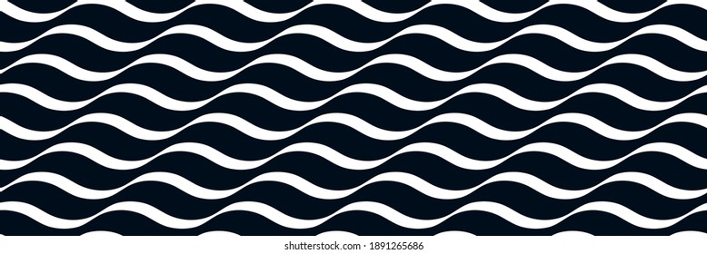Wavy lines water seamless pattern vector, 3D dimensional endless background wallpaper design image, geometric stripy curved tillable texture.