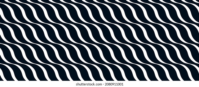 Wavy lines water seamless pattern vector, 3D dimensional endless background wallpaper design image, geometric stripy curved tillable texture.