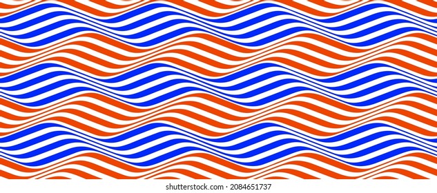 Wavy lines water seamless pattern vector, 3D dimensional endless background wallpaper design image, geometric stripy curved tillable texture.