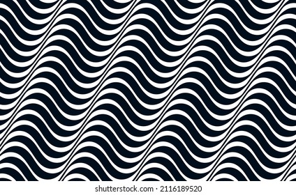 Wavy lines water seamless pattern vector, 3D dimensional endless background wallpaper design image, geometric stripy curved tillable texture.