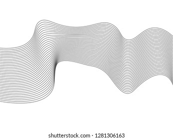 Wavy lines, wave stripe. Vector illustration. Stylized line art background.