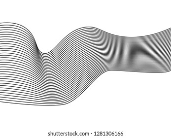 Wavy lines, wave stripe. Vector illustration. Stylized line art background.