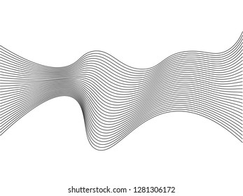 Wavy lines, wave stripe. Vector illustration. Stylized line art background.
