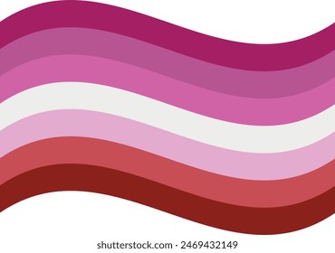 Wavy Lipstick Lesbian Pride Flag Isolated in White