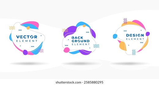Wavy Liquid Abstract Shapes with Colorful Abstract Flat Colors Spots for Posters, Flyers, and Banner Designs Vector Illustration	