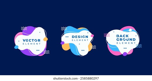 Wavy Liquid Abstract Shapes with Colorful Abstract Flat Colors Spots for Posters, Flyers, and Banner Designs Vector Illustration	