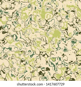 Wavy liquid ink or oil surface background vector illustration backdrop design element with an oily marbled paint effect in natural earthtone or army inspired colors of tan brown and green