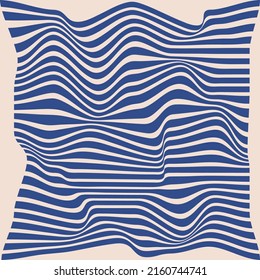 Wavy liquid stripes. Optical illusion vector illustration. Design element for tattoo, prints, banners, monochrome patterns and abstract backgrounds. Optical art wallpaper.