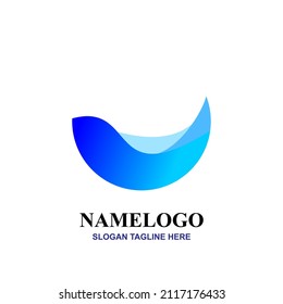 Wavy Logo-Design mit Farbverlauf-blauer Grundfarbe bildet einen schönen Kreis