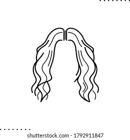 wavy long hair styling vector icon in outlines