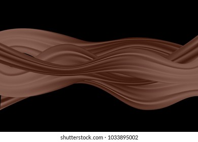 Wavy Luxury Abstraction. Trendy Background with Wavy Material. Wavy Brown Abstraction for Web Design, Presentation, Wallpaper, Card, Banner, Flyer, Poster. Vector Illustration. Chocolate.