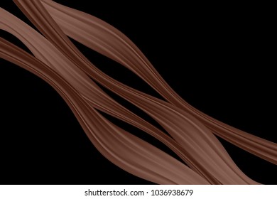 Wavy Luxury Abstraction. Trendy Background with Wavy Material. Wavy Brown Abstraction for Web Design, Presentation, Wallpaper, Card, Banner, Flyer, Poster. Vector Illustration. Chocolate.