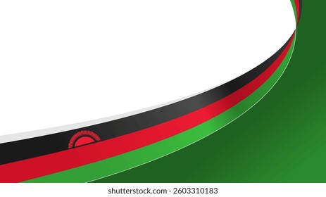 wavy malawi flag frame background with copy space for text. for national day