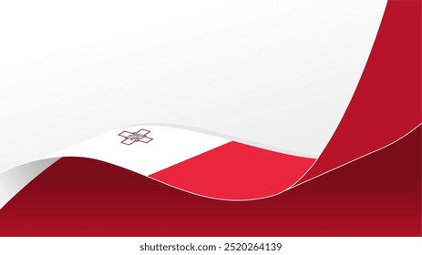 Fondo ondulado del Vector de la bandera de Malta con el espacio de la copia para el texto