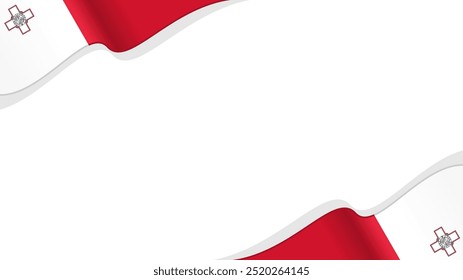 Fondo ondulado del Vector de la bandera de Malta con el espacio de la copia para el texto