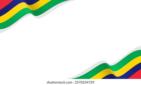 wavy mauritius flag frame background with copy space for text. mauritius for national day