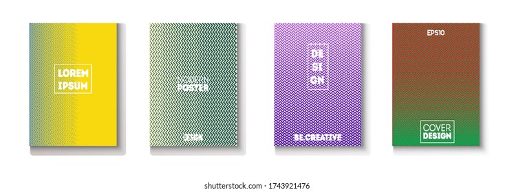 Wavy Minimal Cover Vector Set. Cool Technology Wallpaper. Trendy Magazine Page. Modern Flyer Paper Design. 80s Neon Music Poster. Minimal Covers Set. Textured Gradient Overlay Business Folder.