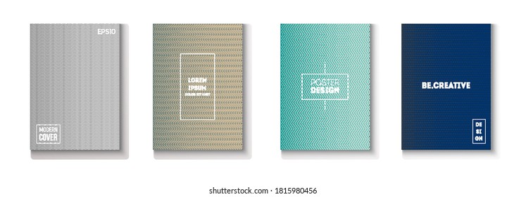 Wavy Minimal Cover Vector Set. Trendy Magazine Page. Cool Technology Wallpaper. Modern Flyer Texture Design. Textured Gradient Overlay Business Folder. Minimal Covers Set. 80s Neon Music Poster.