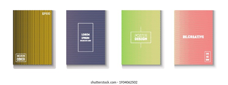 Wavy Minimal Cover Vector Set. 80s Neon Music Poster. Cool Technology Wallpaper. Textured Gradient Overlay Business Folder. Modern Flyer Texture Design. Minimal Covers Set. Trendy Magazine Page.