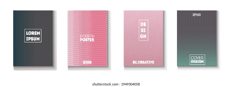 Wavy Minimal Cover Vector Set. 80s Neon Music Poster. Light Magazine Page. Cool Technology Background. Textured Gradient Overlay Business Folder. Minimal Covers Set. Modern Flyer Paper Design.