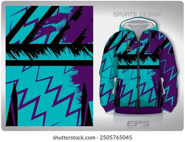 Wavy mint green purple zigzag pattern design, illustration, textile background for sports t-shirt, football jersey shirt mockup for football club. consistent front view