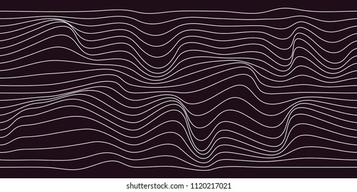 Wavy modern 3d abstract geometric background. Optical art or optical illusion.  Colorful vector pattern. Design for wallpaper, wrapping, fabric, backdrop, print, banner or template.