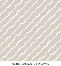 Patrón ondulado moderno sin costuras. Ilustración de stock de Vector dibujado a mano en un estilo pastel beige.