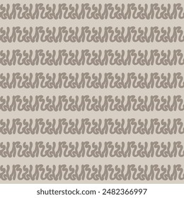 Wavy modern seamless pattern. Hand drawn vector stock illustration in a beige pastel style.