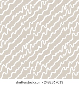 Patrón ondulado moderno sin costuras. Ilustración de stock de Vector dibujado a mano en un estilo pastel beige.