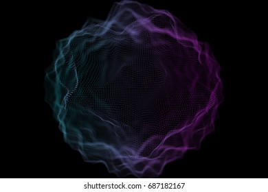 Wavy molecular structure. Geometrical technology futuristic abstract and science color background. Plexus digital wallpaper. Business presentation concept