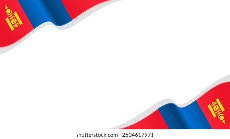 wavy mongolia flag vector background with copy space for text. mongolia national day