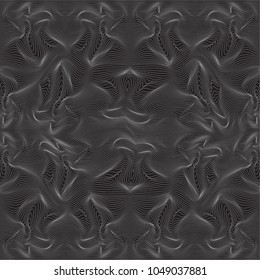 Wavy monochrome linear texture. An abstract relief background with optical illusion of distortion. Vector illustration.