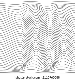 Textura lineal ondulada monocromática. Un fondo abstracto de alivio con ilusión óptica de distorsión. Ilustración del vector
