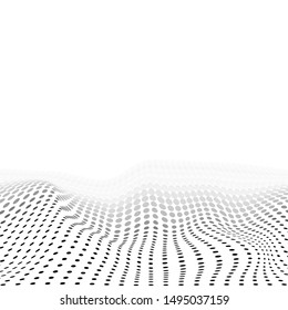 Wavy Monochrome Vector Doted Texture Background