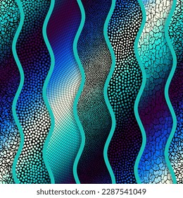 Wavy mosaic art collage. Abstract art background.. Vector image.