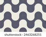 Wavy mosaic paving tile, seamless pattern with water waves tessellation, portuguese mosaic pavement, vector