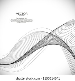 Wavy motion blue abstract background with lines. Vector illustration in digital style.