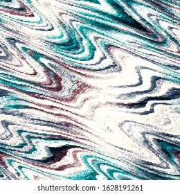 Wavy Mottled distressed noisy subtle stained grungy scratched teal stripes tile. Seamless repeat vector eps 10 pattern swatch.