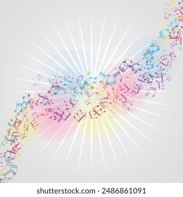 Wavy music colorful notes design editable background