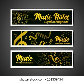 Wavy music staves. Vector illustration set on grey background