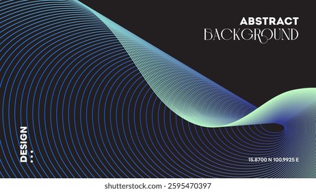 Wavy Neon Gradient Lines on Dark Background, Abstract background , Futuristic Digital Flow Design vector illustration