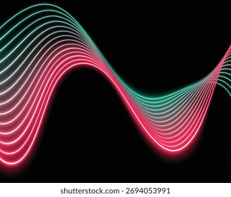 Pantalla de líneas onduladas de luz de neón
