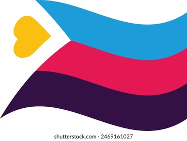 Wavy New Polyamory Pride Flag 2022 Isolated in White