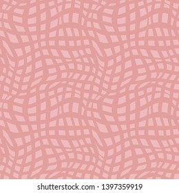 Wavy op art pattern in gentile and pale coral shade seamless vector pattern. 
