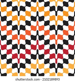 Ilusión óptica ondulada Zigzag Patrón Geométrico Sin Marea Colores de moda Elegante Diseño Rojo Amarillo Negro Tonos Blancos