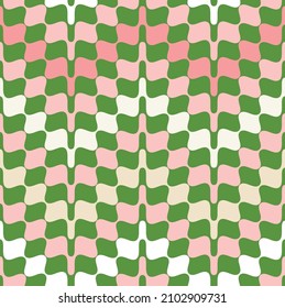 Wavy Optical Illusion Zigzag Geometric Seamless Pattern Trendy Fashion Colors Elegant Stylish Design Bright Green Pastel Pink Tones