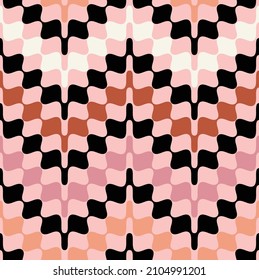 Wavy Optical Illusion Zigzag Geometric Seamless Pattern Trendy Fashion Colors Elegant Stylish Design Pink Black Tones